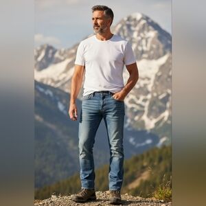 Levi's Men's 513 Blue Denim Distressed Jeans Size 35/32